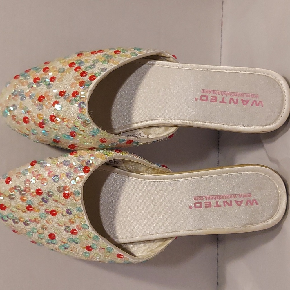 Wanted Multicolored Sequined Mules Size 10